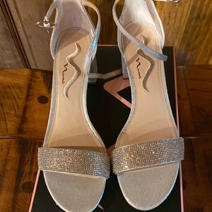 Nina silver wedge heel